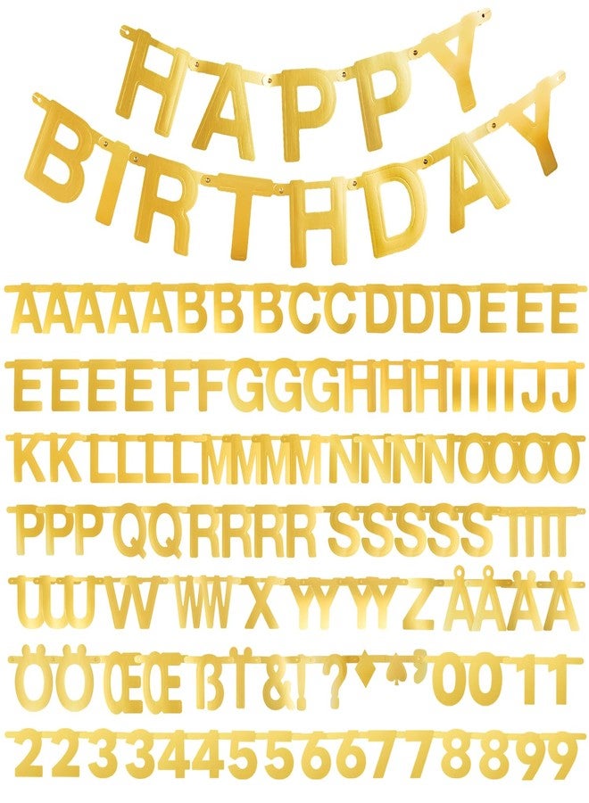 SUNBEAUTY 146 Pcs Gold DIY Make Your Own Banner Customizable Letters Symbols Banner For Birthday Wedding Happy New Year Baby Shower Graduation Retirement Xmas Party Decoration - Image 1